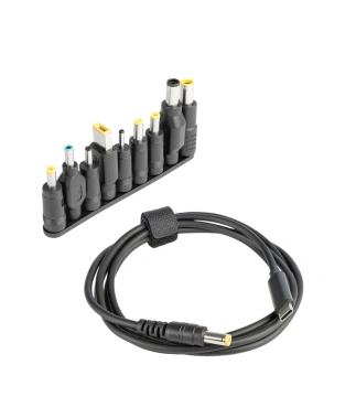 Універсальний кабель для зарядки ноутбука USB-C, з потужністю 5 Вт постійного струму + 9 перехідних штекерів (MA-CACDC-BK)