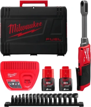 Гайковерт ударний кутовий акумуляторний Milwaukee M12 FPTR-202X 12В АКБ 2х2А·год 81Нм 350об/хв +набір приладдя ЗП кейс 1.2кг (4933499411)