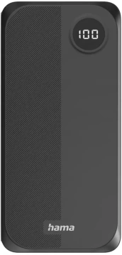 Акумулятор портативний літій-іонний Power Bank Hama 20000 мА·год, 2хUSB-C/USB-A, black (00201755)