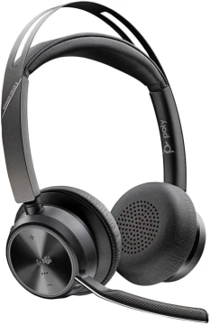 Гарнітура комп'ютерна стерео On-ear Poly Voyager Focus 2 з підставкою для заряджання, USB-A, USB-С, Bluetooth, всеспрямований, ANC, Acoustic fence, сертифікати Microsoft Teams, Zoom, Google Meet, чорний (9T9J6AA)