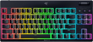 Клавіатура механічна Razer BlackWidow V4 Low-profile TKL HyperSpeed, 87key, Yellow Switch, USB-A/WL/BT, EN, RGB, чорний (RZ03-05450100-R3M1)