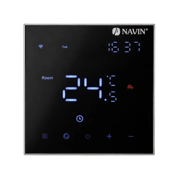Терморегулятор Navin EH602 B-16A 5...45 °C для теплої підлоги електронний Wi-Fi Tuya Smart Life вбудований дротовий датчик 16A 230В чорний (24-660074-0441)