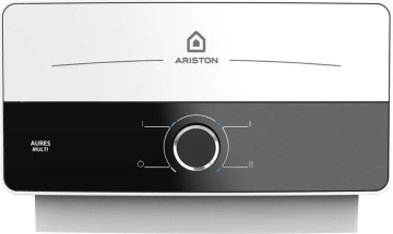 Водонагрівач електр. Ariston AURES M 7 EU проточний, 5л.хв, 7кВт, гор-ний монтаж, мех. кер-ння, A, біло-чорний (3195218)