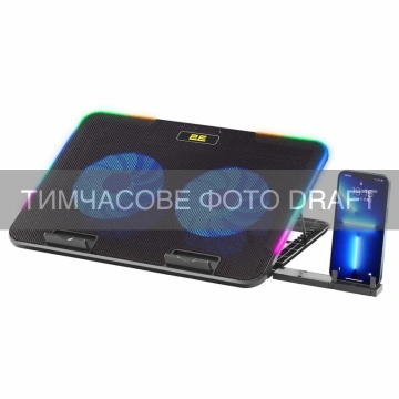 Підставка для ноутбука 2E GAMING CPG-001 V2, до 15.6", 2xUSB-A, phone holder, RGB, чорний (2E-CPG-001V2)